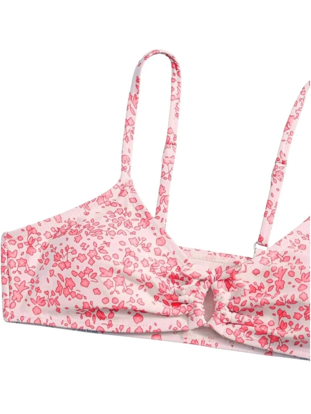 Girls' 2 Piece Ditsy Floral Print Knot Front Ruched Triangle 1351/bb6-1